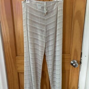 White knit swimsuit cover up pants